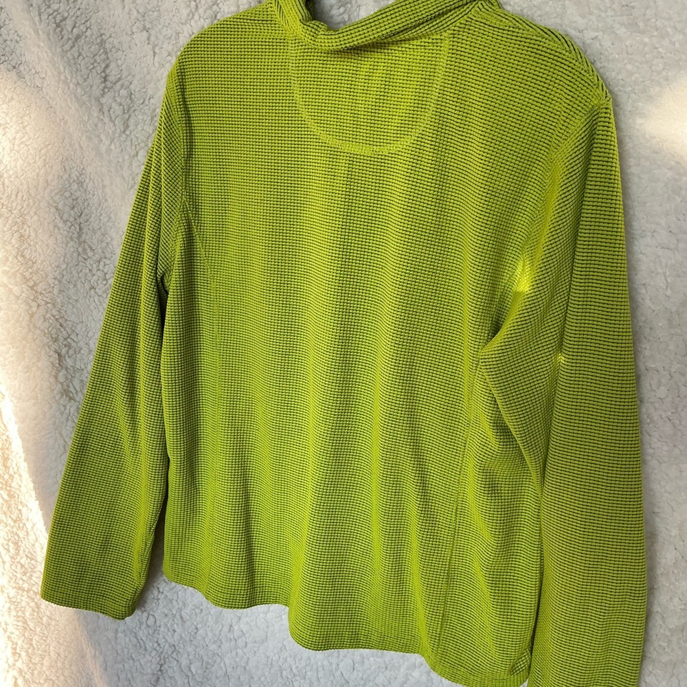Tangerine Lime Green Textured Quarter-Zip Hoodie - Picture 3 of 3